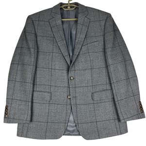Lauren Ralph Lauren Blazer Mens 41R Grey Glen Plaid Windowpane Wool Blend Sport